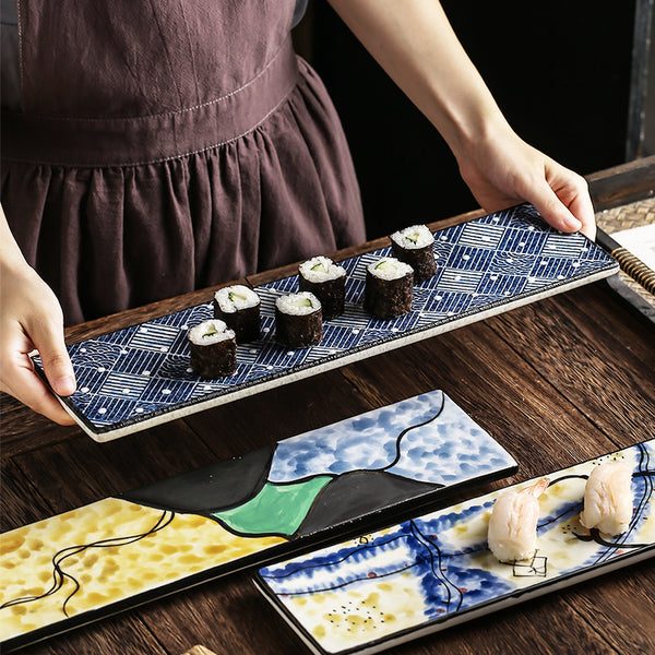 Plato de Cena Sushi Ceramica Pintado a Mano