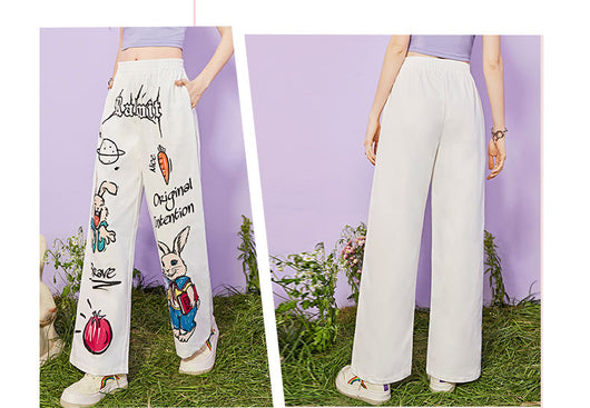 Pantalones Anchos de Cintura Alta con Estampado - Casual y Versátil - Image 3