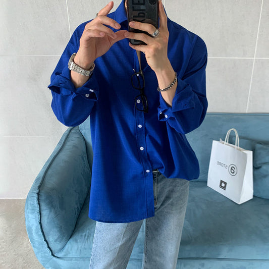 Camisa de Manga Larga Hombre Estilo Coreano Otoño