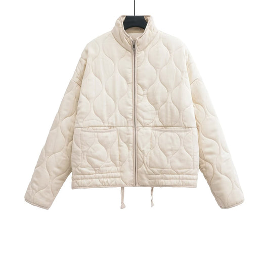 Chaqueta Retro Americana de Algodón con Cuello Tipo Polo y Diseño Rombo para Mujer - Image 8
