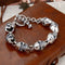 S925 Sterling Plateado 12mm Dark Big Skull Bracelet For Men 20cm 925 Plateado