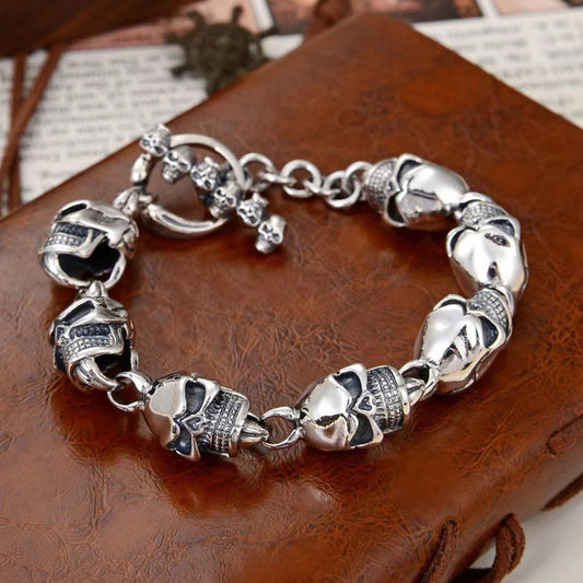 Pulsera de Plata 925 con Calavera de 12mm para Hombre