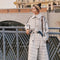 Abrigo Tipo Trench Cuadrille Retro Casual Diosa del Temperamento