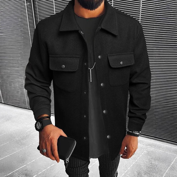 Abrigo Elegante para Hombre con Botones y Bolsillos de Solapa