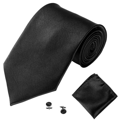 Set de Gemelos, Pañuelo y Corbata Monocromática para Hombre - Image 8