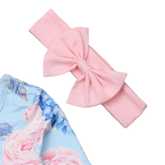 Enterizo Floral de Manga Larga para Niñas con Diadema Coordinada - Image 9
