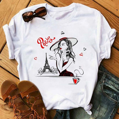 Blusa Romántica de Manga Corta para Mujer con Estampado I LOVET - Image 29