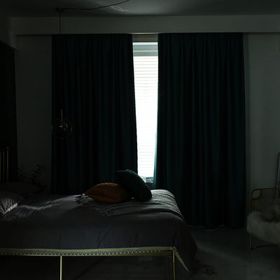 Close-up of a dark gray thickening double-sided linen-look jacquard curtain fabric with a textured weave. - Image 2
