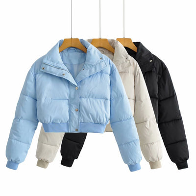 Chaqueta Acolchada Casual de Algodón con Cierre Europeo