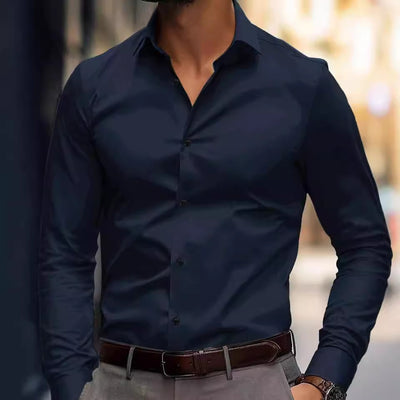 Camisa Ejecutiva de Manga Larga Color Sólido - Image 4