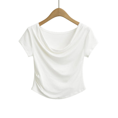 Blusa Tejida de Cuello Solapa Estilo Europeo Manga Corta - Image 4