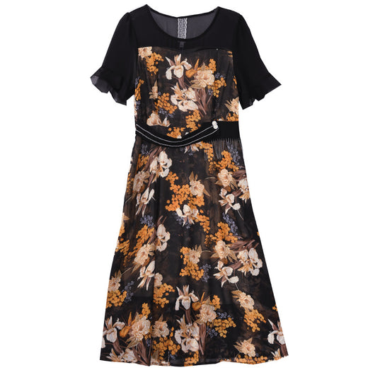 Vestido Estampado Floral Coreano para Mujer - Corte Slim Cintura Ajustada Largo Midi - Image 3