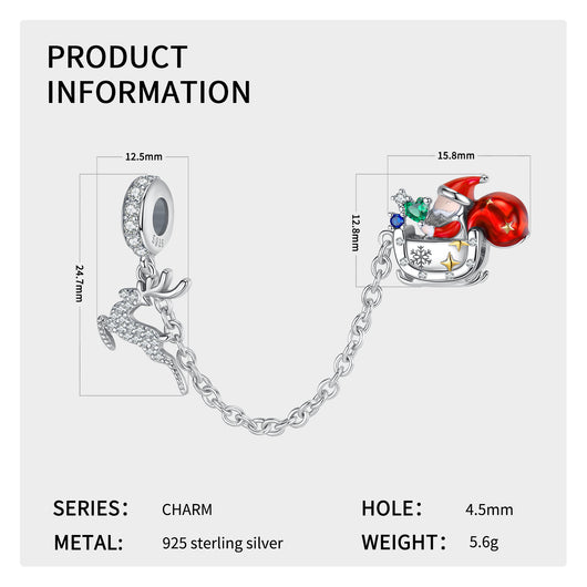 Pulsera de Plata S925 Navidad con Protección Reno y Papá Noel - Accesorios DIY - Image 4