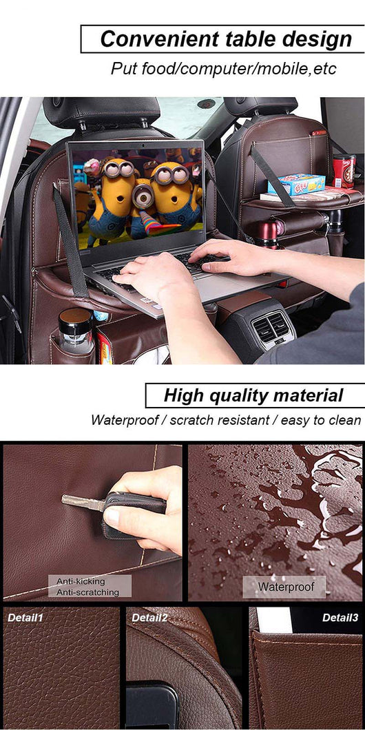 Organizador Multifuncional para Auto con Mesa Plegable y Cuero PU - Image 14