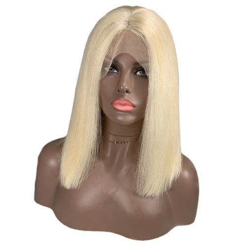 Peluca Bob Rubio 613 Cabello Humano Liso Corto para Mujer - Image 7