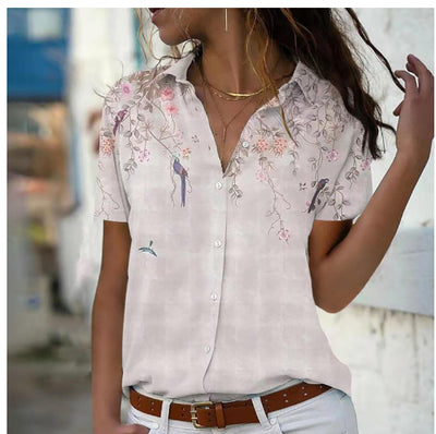 Camisa Suelta con Solapa y Botón Simple para Mujer - Image 7