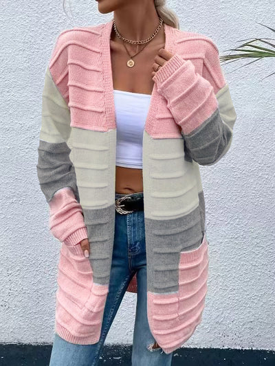 Cardigan Rayado de Moda para Mujer con Bolsillos Grandes - Abrigo Versátil Otoño Invierno - Image 6