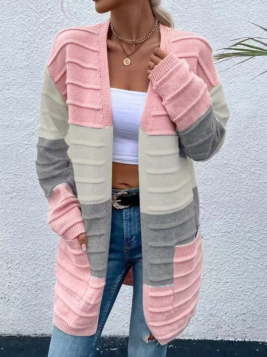 Cardigan Rayado de Moda para Mujer con Bolsillos Grandes - Abrigo Versátil Otoño Invierno - Image 6