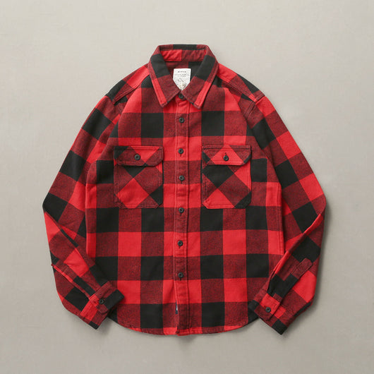 Camisa de Cuadros Gruesa Retro para Hombre con Manga Larga - Image 14
