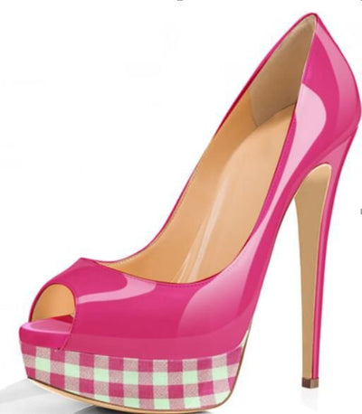 Zapatos de Tacón Alto Plataforma Impermeables a Cuadros Multicolor para Mujer - Image 9