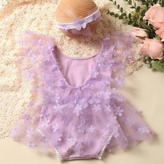 Vestido de Encaje Floral Blanco para Recién Nacida