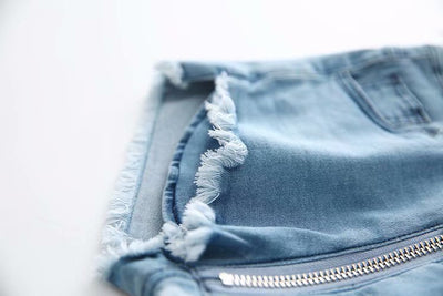 Shorts de Mezclilla Cintura Alta con Cierre Frontal y Ajuste Elástico - Image 13