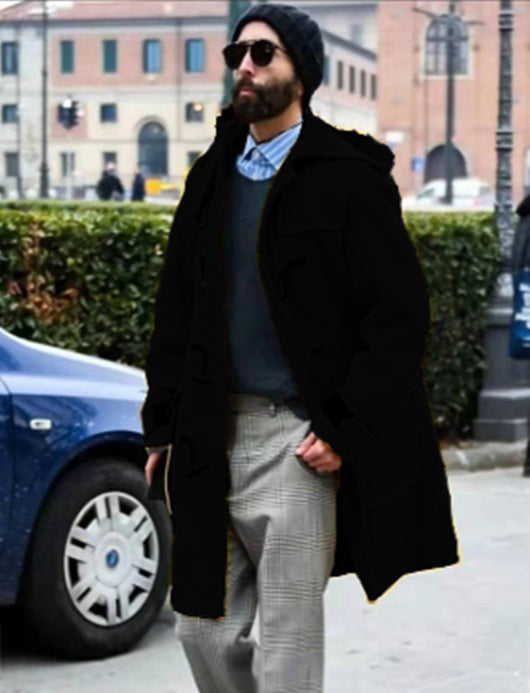 Abrigo Trinchera de Lana Retro con Botones Cuerno para Hombre - Image 14