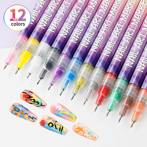 Rotulador de Arte para Uñas 12 Colores - Pintura Acrílica Profesional