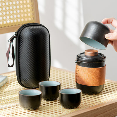 Juego de Té Portátil para Viajes con Tetera y Cuatro Tazas - Image 4