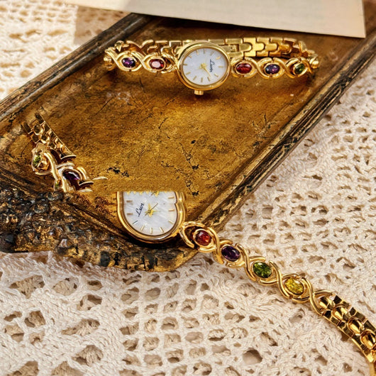 Reloj Elegante para Mujer con Gemas Arcoíris y Diseño Vintage - Image 2