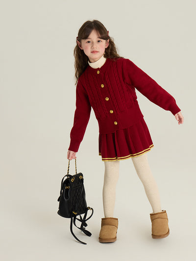 Conjunto Infantil Cardigan Tejido con Falda Plisada - Image 15