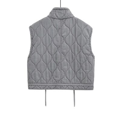 Chaleco Casual de Algodón Gris para Mujer con Cuello de Pie - Image 19