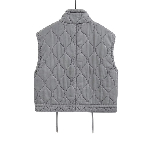 Chaleco Casual de Algodón Gris para Mujer con Cuello de Pie - Image 19