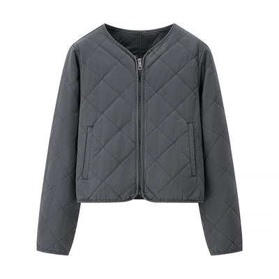 Chaqueta Acolchada de Algodón con Cuello Redondo y Diamantes Clásicos - Image 7
