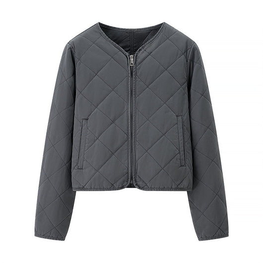 Chaqueta Acolchada de Algodón con Cuello Redondo y Diamantes Clásicos - Image 7