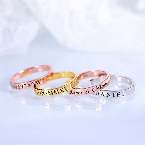 Anillo de Plata Esterlina S925 Personalizado Brillante para Hombre