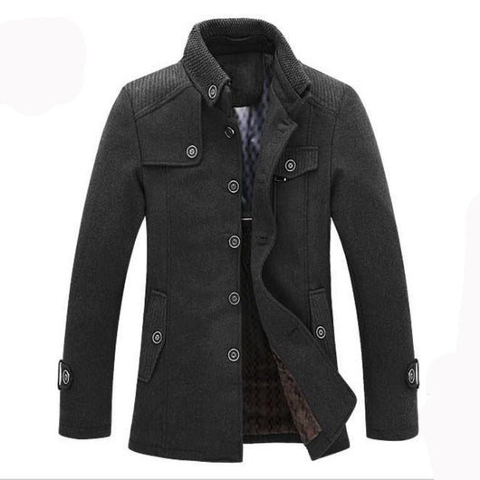 Abrigo Polar Tipo Trench Tejido Largo Medio para Hombre - Image 8