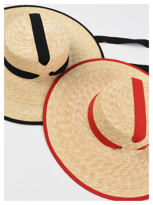 Sombrero de Paja Trenzado con Tiras - Estilo Europeo y Americano para Mujer - Image 14