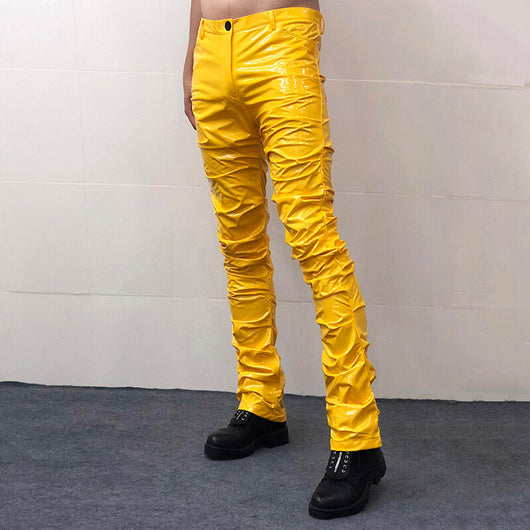 Pantalones de Cuero Plisados Acampanados Mirror Fit para Hombre y Mujer - Image 13