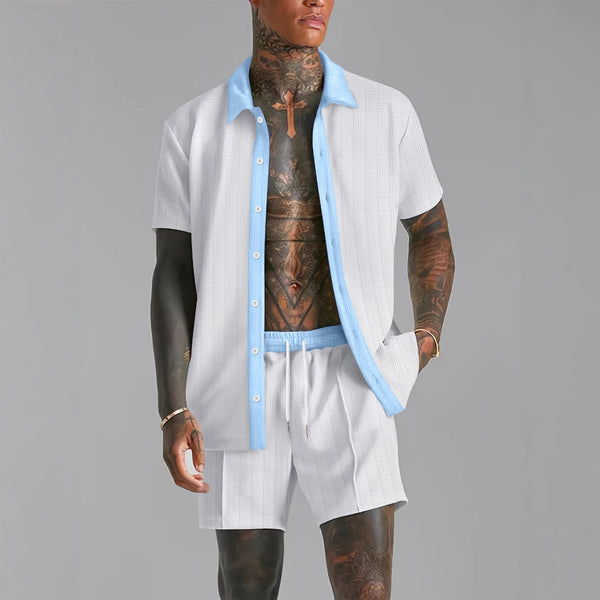 Camisa Casual de Manga Corta con Estampado Digital para Hombre