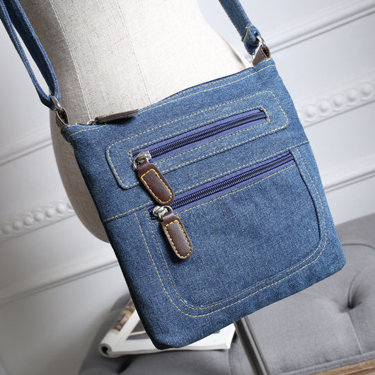 Bolsa de Mezclilla Casual para Mujer - Múltiples Bolsillos y Cierres - Image 3