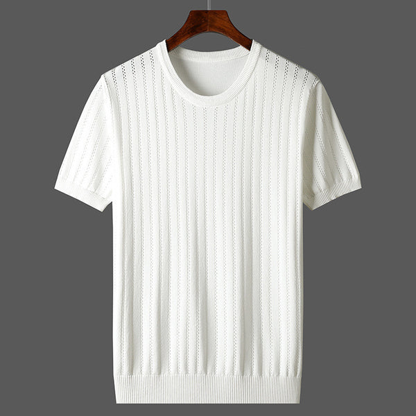 Camisa Casual de Punto Calada para Hombre - Manga Corta