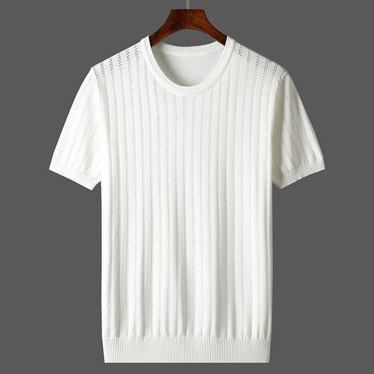 Camisa Casual de Punto Calada para Hombre - Manga Corta