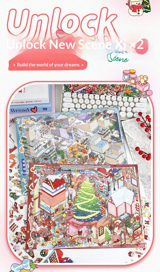 Pegatinas 3D Pueblo Navideño - Escenas Miniatura para Diarios y Scrapbooking - Image 12