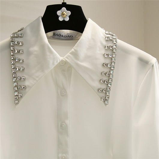 Cardigan Blanco Corto con Strass y Mangas Largas - Image 4