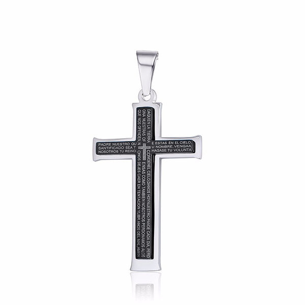 Collar de Titanio Doble Cruz para Hombre con Colgante de Acero Inoxidable - Image 2