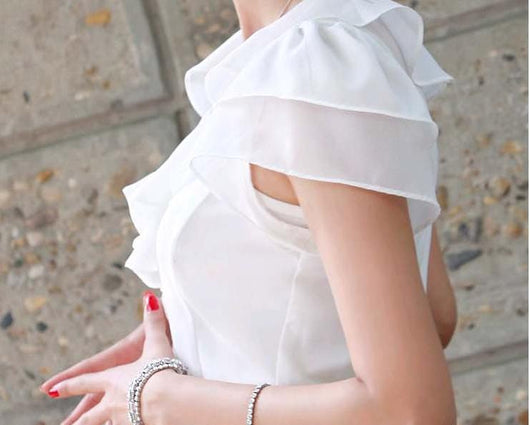 Blusa Blanca con Volantes en las Mangas para Mujer - Image 6