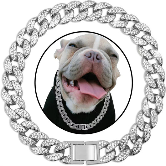 Collar de Lujo para Mascotas con Cadena Cubana y Diamantes - Image 7