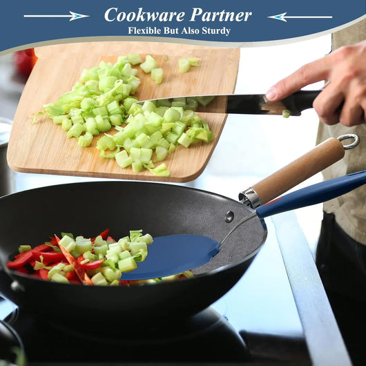 Silicone Pancake Spatula Turner for Cooking and Baking- 600°F Heat Resistant Rubber Egg Spatulas (Blue round Spatula) - Tekeno