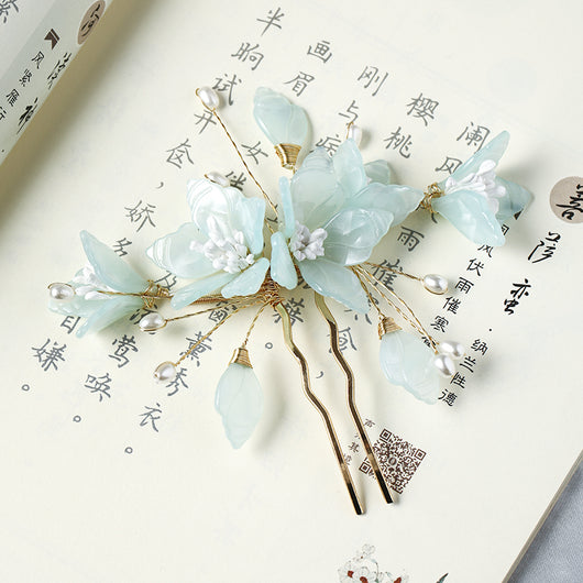 Peineta y Adorno para Cabello Estilo Hanfu con Flores de Hada - Image 10